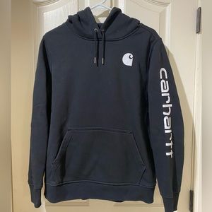 Carhartt Logo Sleeve Hoodie - Black - Size M (12-14) - Excellent Condition - $25